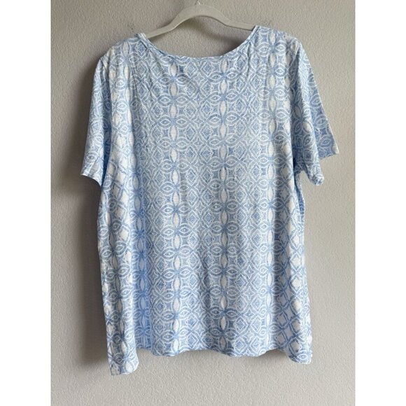 Chico’s Women’s Size 3 XL Geo Top Shirt Tee Short Sleeve V-Neck Cotton Modal - Picture 3 of 8